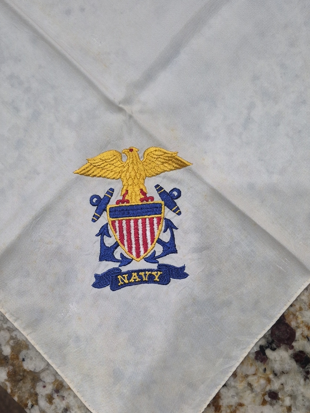 Vintage New World War 2 Era United States Navy Sweetheart Handerkerchief As Is